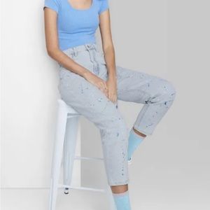 Women's Super-High Rise Paint Splatter Mom Jeans - Wild Fable™ Light Wash